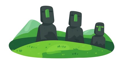 Easter Island Moai statues landscape. (1)