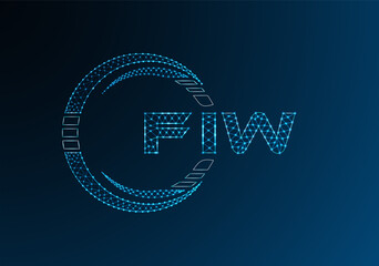 FIW low poly letter logo vector design. FIW lower poly logo design.