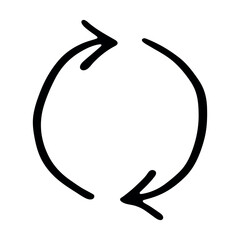 Hand drawn recycle arrow icon Recycling resources symbol Reuse of materials, zero waste, green environment, saving the planet