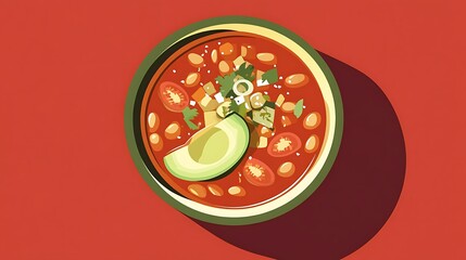 Spicy Bean Soup with Top View.