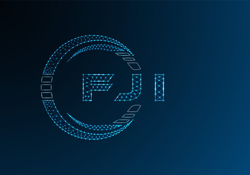 FJI low poly letter logo vector design. FJI lower poly logo design.