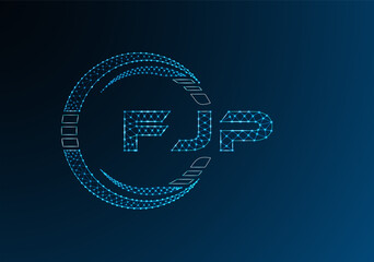 FJP low poly letter logo vector design. FJP lower poly logo design.