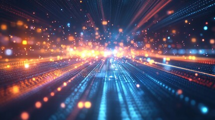 Fototapeta premium Abstract digital pathway with glowing particles.