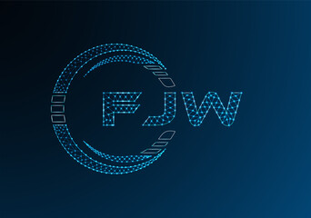 FJW low poly letter logo vector design. FJW lower poly logo design.