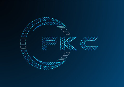 FKC low poly letter logo vector design. FKC lower poly logo design.