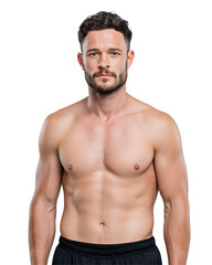 Fototapeta premium Muscular man's torso fitness model portrait against transparent background