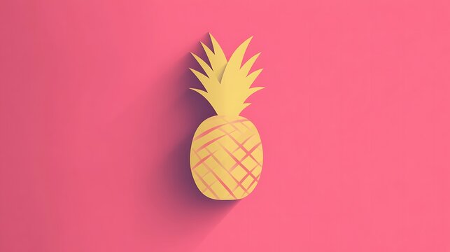 Golden Pineapple on Pink Background.