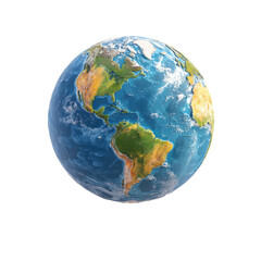 Fototapeta premium Detailed 3D Render of Planet Earth Showing North and South America Continents Oceans and Clouds