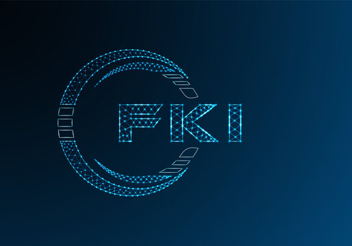 FKI low poly letter logo vector design. FKI lower poly logo design.