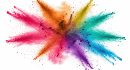 Colorful Powder Explosion Isolated on Transparent PNG Background