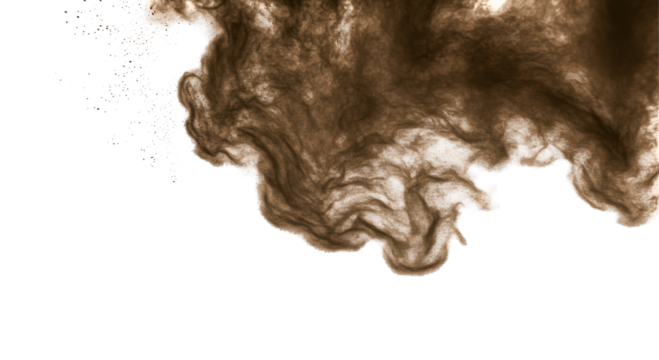 Brown Powder Explosion Isolated on Transparent PNG Background