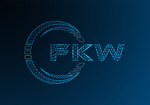 FKW low poly letter logo vector design. FKW lower poly logo design.