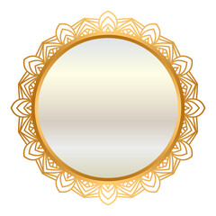 Golden circle frame text box with gold award ribbon icon anniversary badge