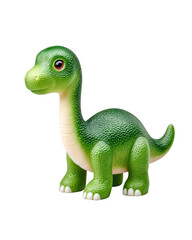 Obraz premium Adorable Green Dinosaur Toy for Kids Playful Plastic Sauropod Model isolated on transparent background
