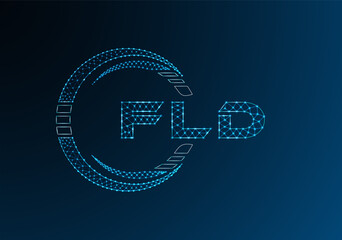 FLD low poly letter logo vector design. FLD lower poly logo design.