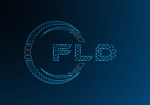 FLD low poly letter logo vector design. FLD lower poly logo design.