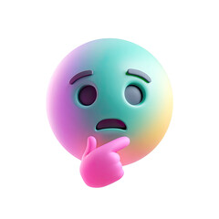 Fototapeta premium 3D Render of a Colorful Thinking Emoticon on Transparent Background