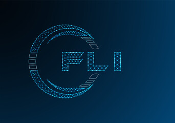 FLI low poly letter logo vector design. FLI lower poly logo design.