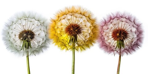 Obraz premium Dandelion Seed Heads - Stages of Dispersal - Product Photography