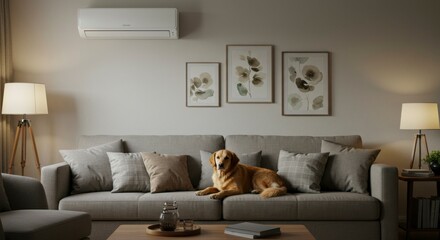 Modern living room with dog (2)