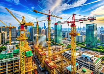 Naklejka premium Tower Crane Construction Site Urban Exploration Photography