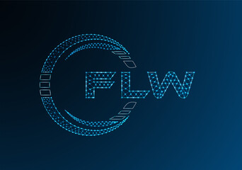 FLW low poly letter logo vector design. FLW lower poly logo design.
