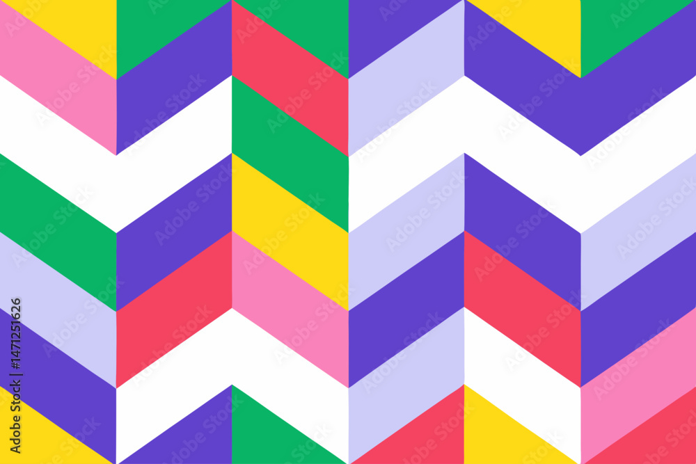 Poster vibrant chevron pattern design colorful geometric abstract art bold multicolored shapes playful
