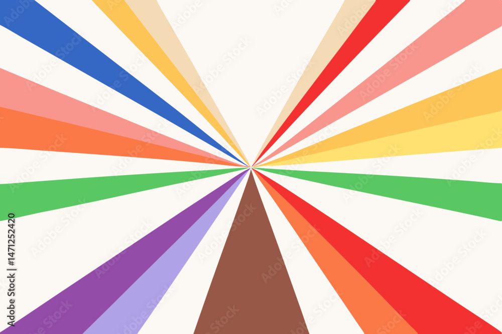 Aufkleber vibrant multicolored rays converge creating dynamic joyful energy clean white background bold color