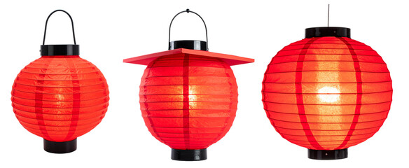 red lantern on white solid background 