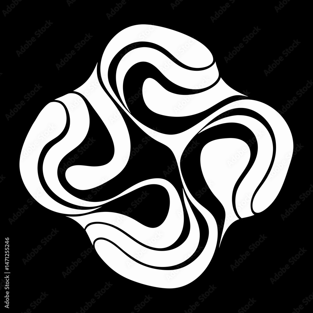 Poster abstract black and white swirling pattern bold graphic design dynamic curves and lines create a