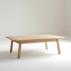 A Scandinavian-style coffee table with a light oak top and angled legs.