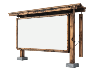 Wooden Signboard Displays Message, Blank, Transparent Background