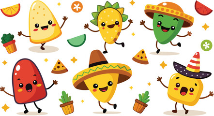 Charming Collection of Cartoon Nacho Chips for Playful Snack Designs