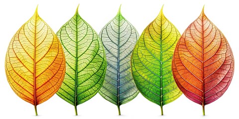Obraz premium Vertical Row Leaves White Background AI Photo
