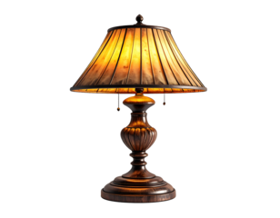 Elegant Table Lamp with Warm Light & Pleated Shade,  Illuminating Decor with Transparent Background
