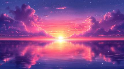 Beautiful sunset over calm water