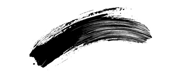 Vector new style black brush stroke with splatters of paint stroke.	