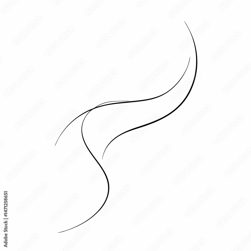 Poster elegant abstract curves flowing lines minimalist design black ink strokes simple vector art modern