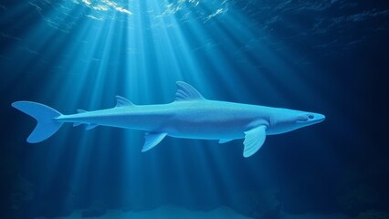 Naklejka premium Deep sea shark art scene