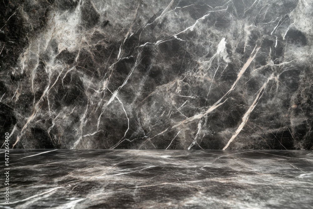 Poster dark marble surface backdrop close up shot for product photography studio background texture and pat
