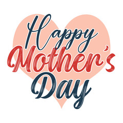 Warm Wishes for Mother's Day Elegant Heart Design with Festive Typography in Pink, Red, and Blue on a Dark Background
