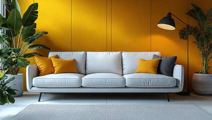 Gray and orange modern lounge