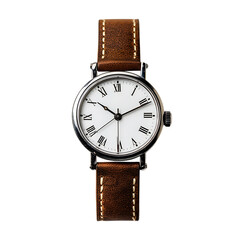  Elegant wristwatch with leather strap and white d