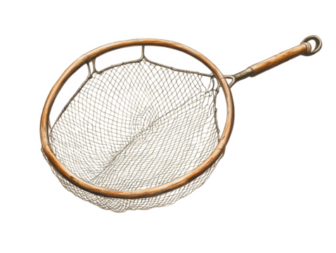 Fishing net scoop vintage antique illustration isolated object on transparent background