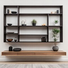 Shelf on a white background. Dark veneer.