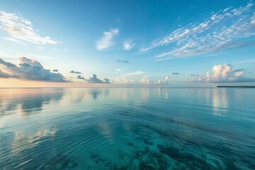 Serene Ocean Sunset Tranquil Water Background for Design