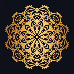 Simple Luxury Radiant Gold Background Decorated With Golden Petal Mandala Art Texture Design
