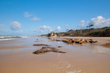 Scenic views of Yarun Fort World War 2 artillery platform located on the northern part of Bribie Island, Queensland, Australia