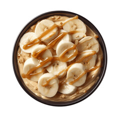 Delicious Peanut Butter and Banana Bowl with Caramel Drizzle