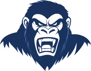 Majestic Gorilla Head Silhouette in Dark Blue for Bold Designs
